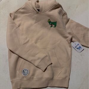 Goat USA Kids Beige Hoodie with Green Dino Patch